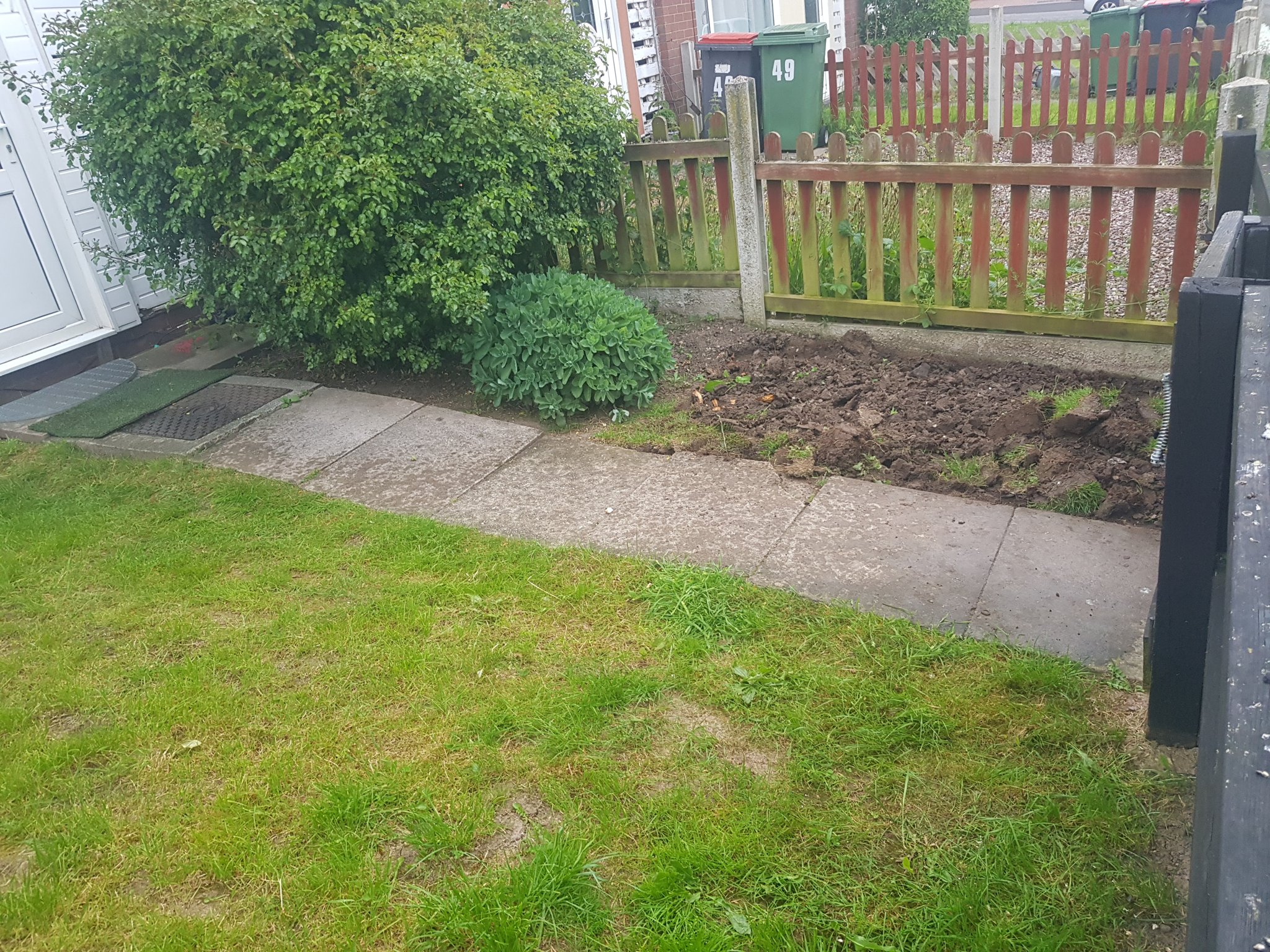 Front garden beside a picket fence